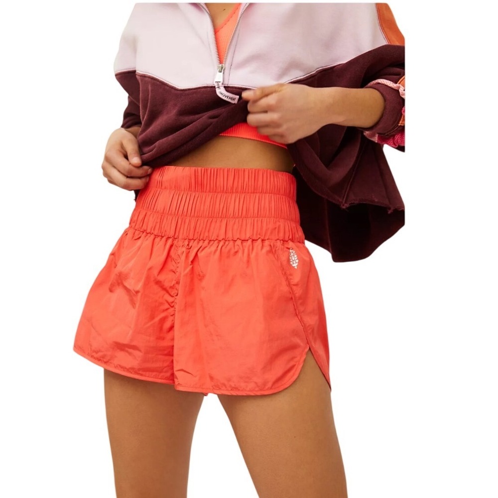 FP Movement The Way Home High Waisted Running Shorts Orange Small OB1019183